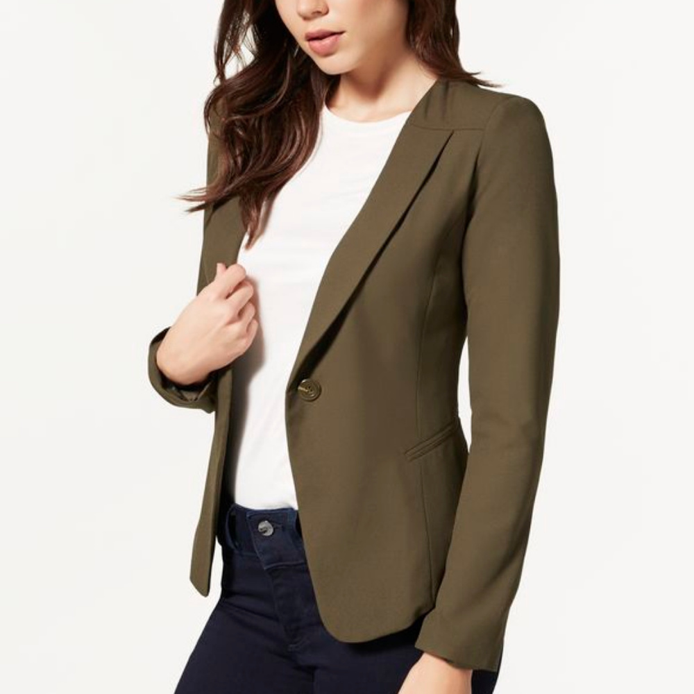 EE JustFab Olive Green Back Zipper Jacket - Picture 3 of 8